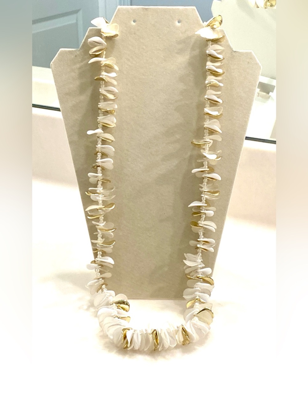 Vintage White and Gold Petal Cluster Necklace
